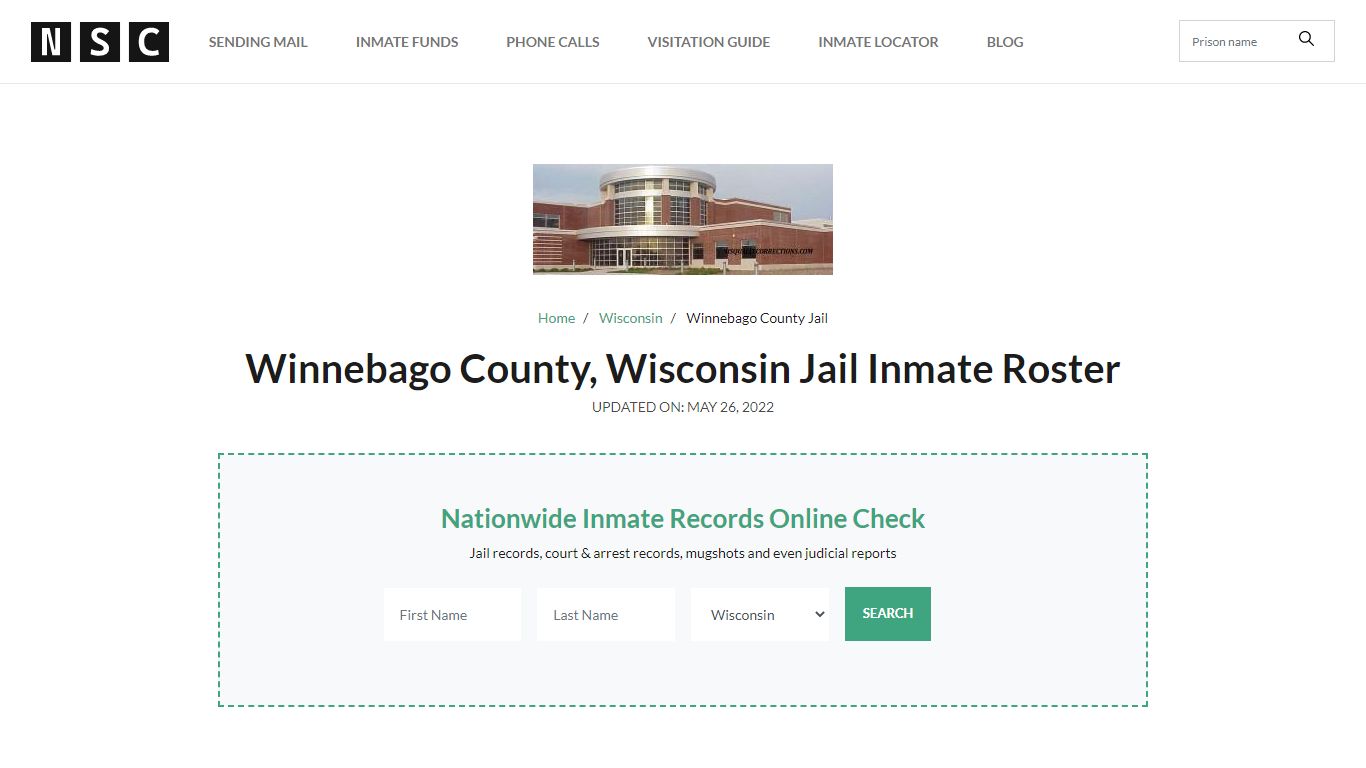 Winnebago County, Wisconsin Jail Inmate List